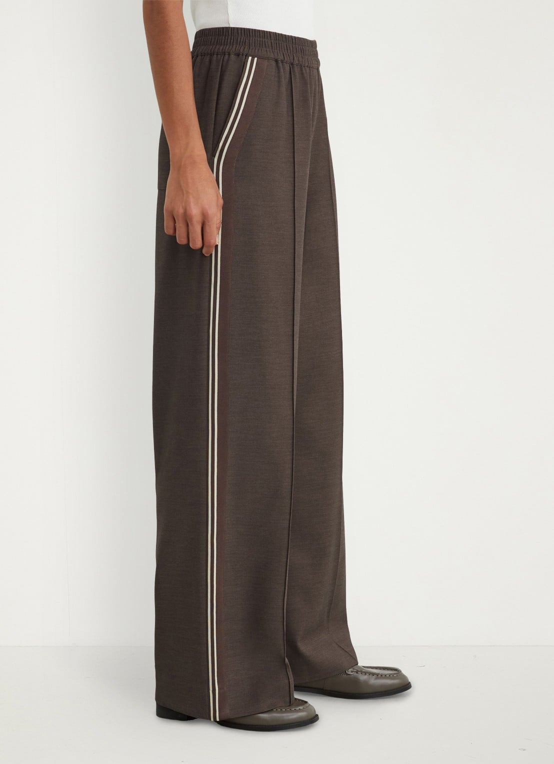 Reiss Marlow high waist wide fit trackpants met gestreept detail - detail 6 beige