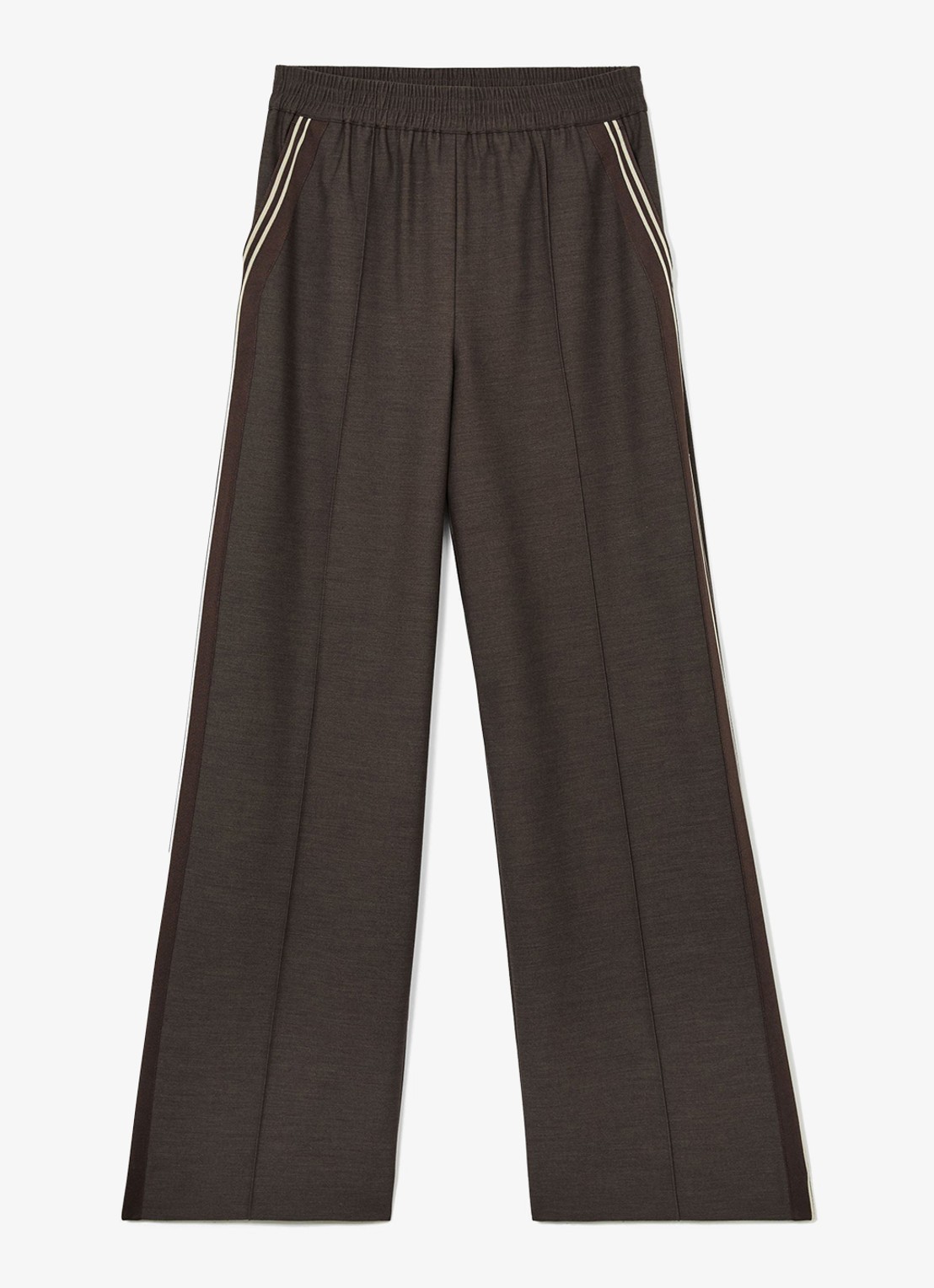 Reiss Marlow high waist wide fit trackpants met gestreept detail - voorkant 2 beige