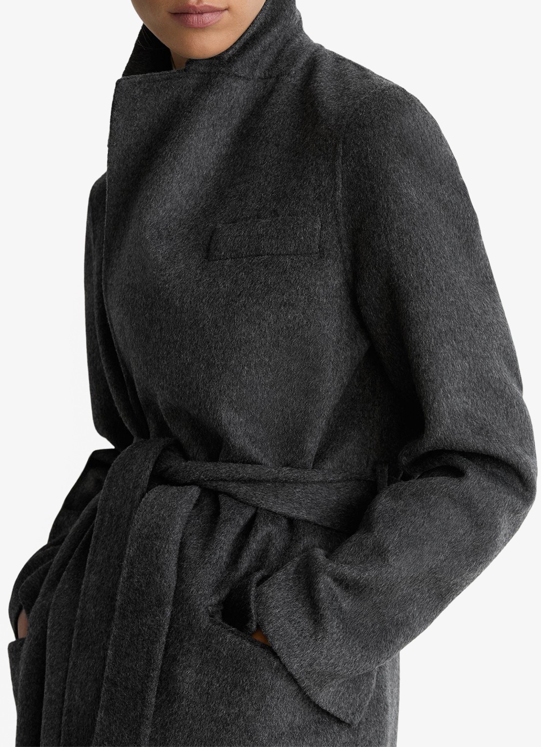 Reiss MARLOWE mantel in wolblend met strijkceintuur - detail 4 antraciet