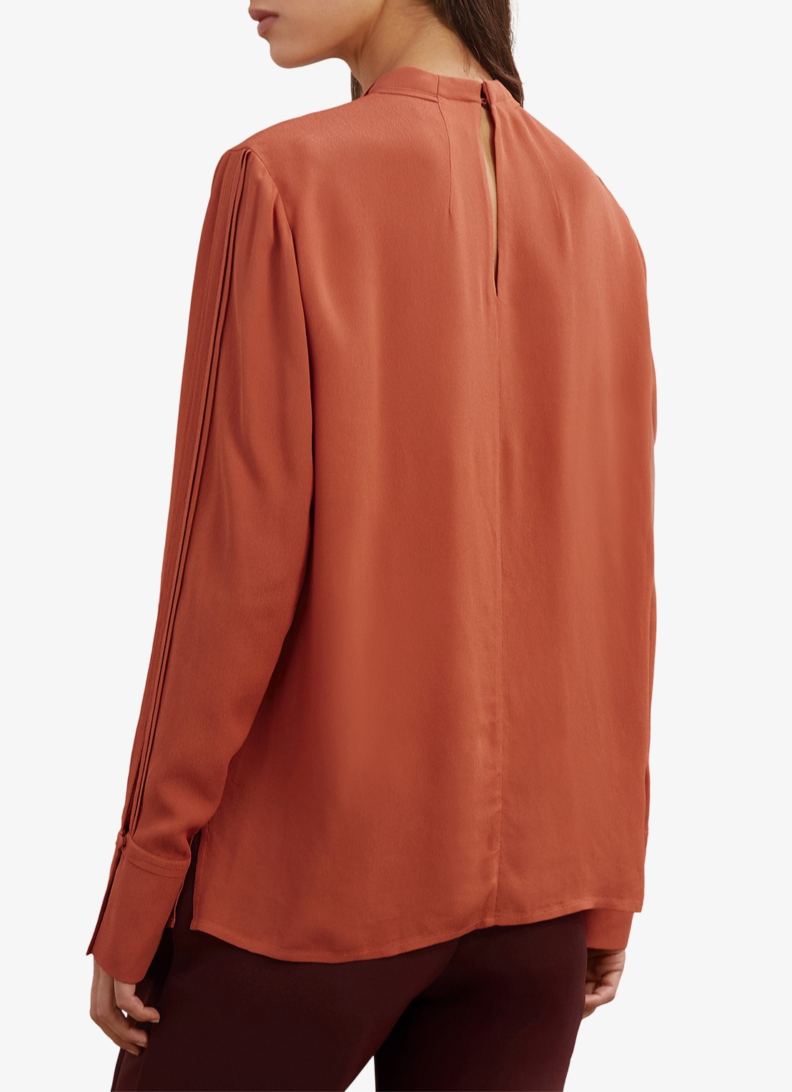 Reiss Marta tuniek met plooidetail - achterkant 3 oranjebruin