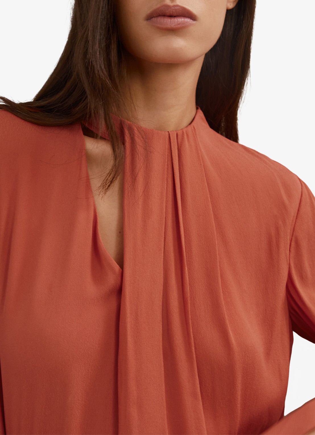 Reiss Marta tuniek met plooidetail - detail 5 oranjebruin