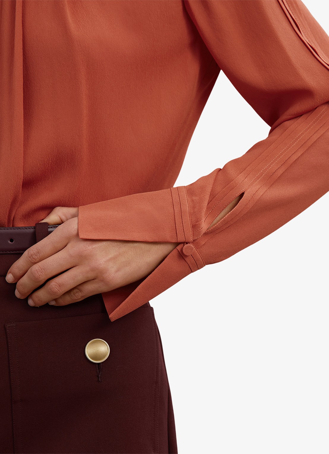 Reiss Marta tuniek met plooidetail - detail 6 oranjebruin