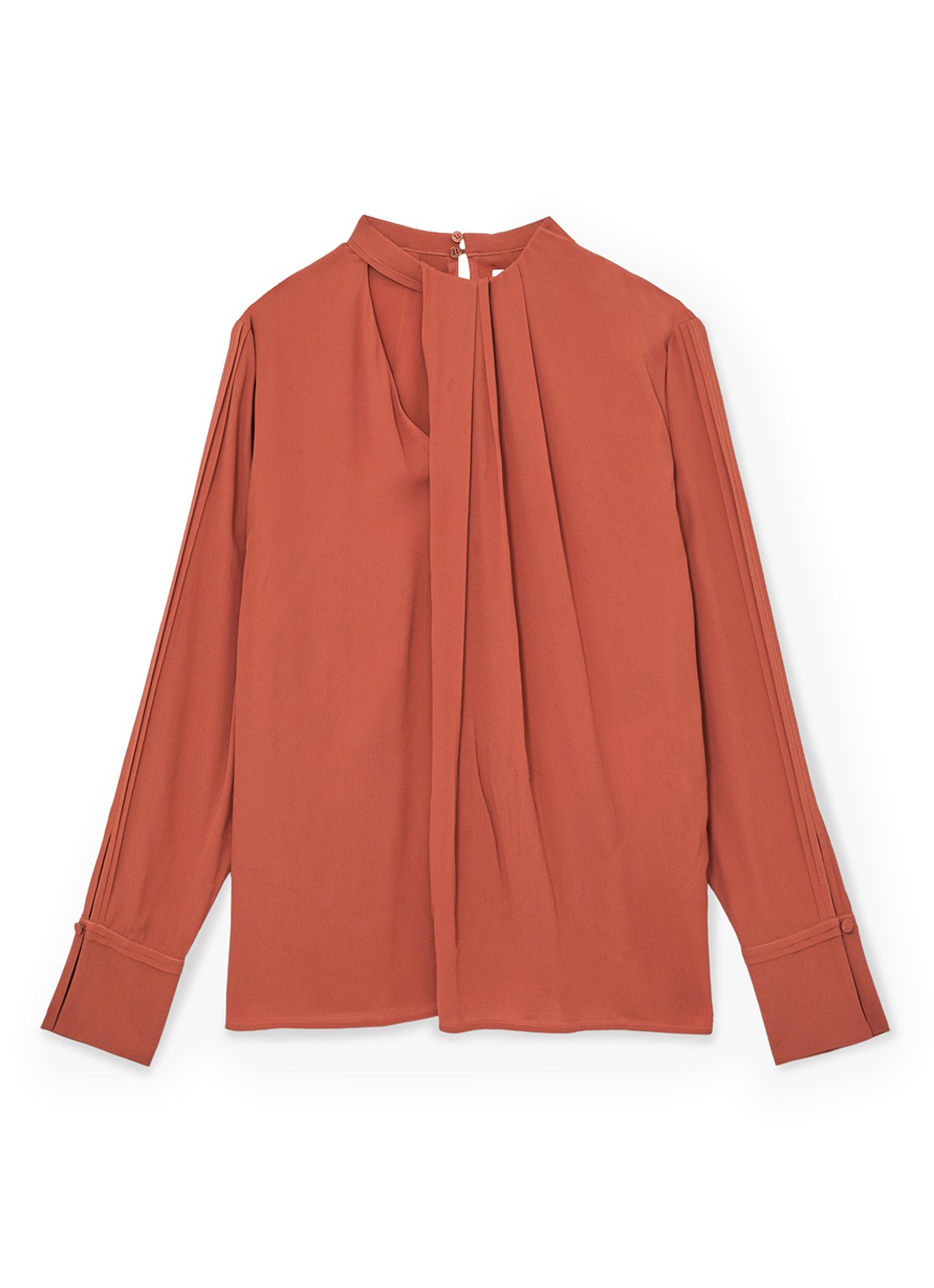 Reiss Marta tuniek met plooidetail - voorkant oranjebruin