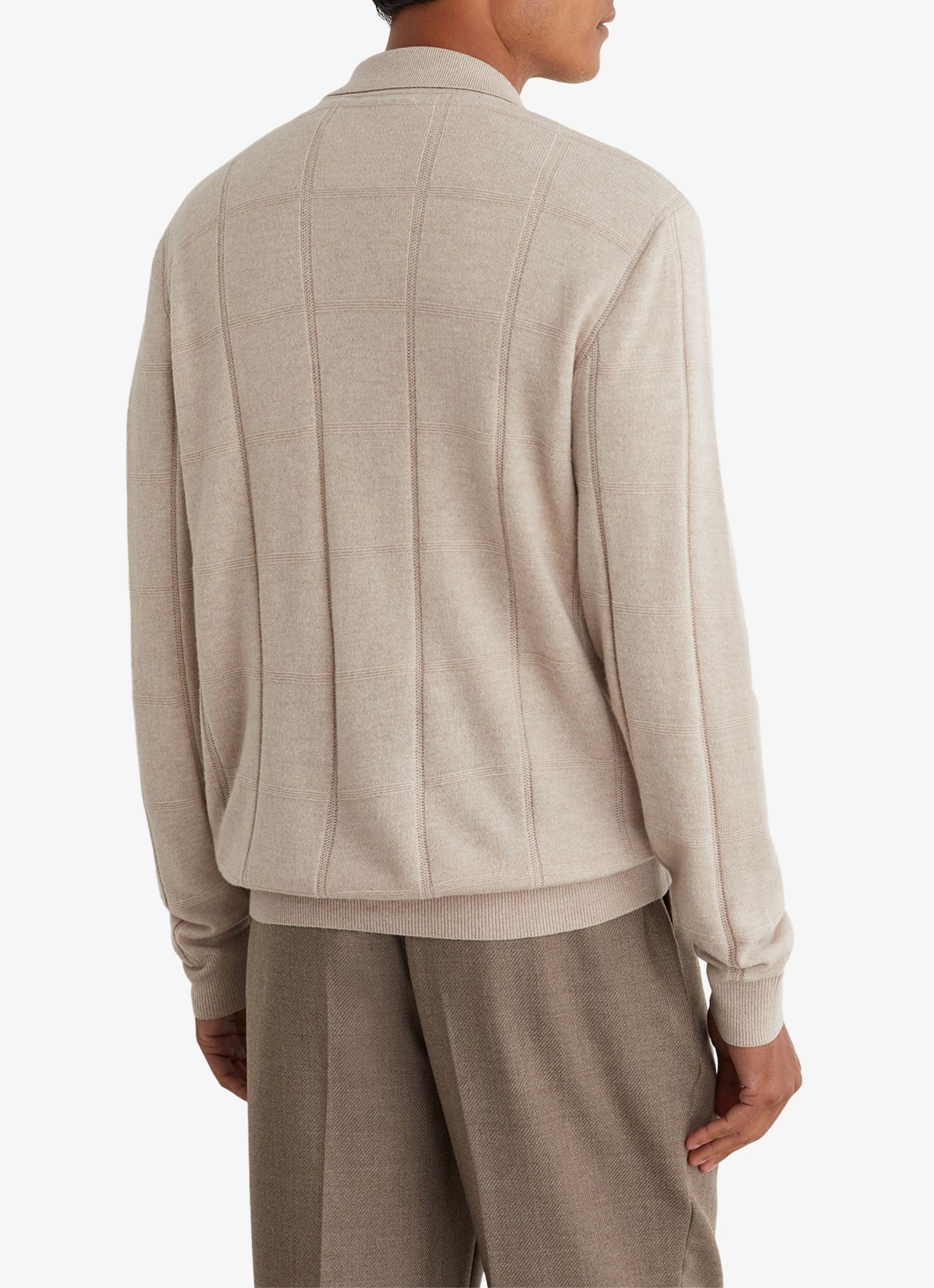 Reiss Martindale fijngebreid vest met structuur - achterkant 4 oatmeal / beige