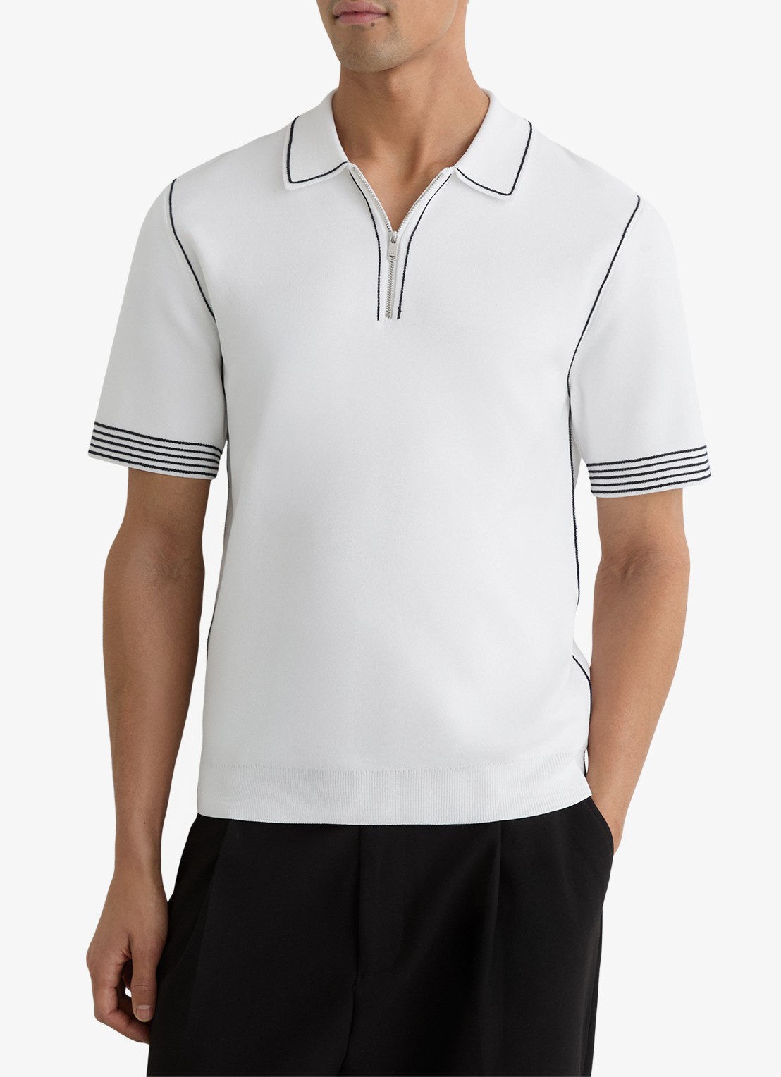 Reiss Mason polo met halve rits - detail 4 white / wit
