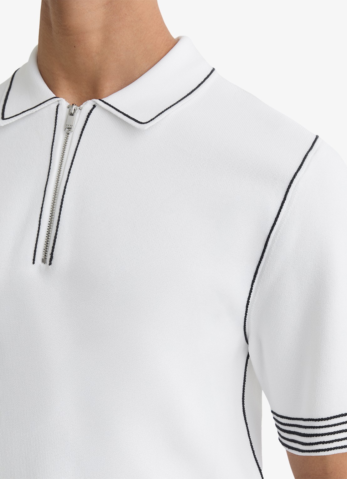 Reiss Mason polo met halve rits - detail 5 white / wit