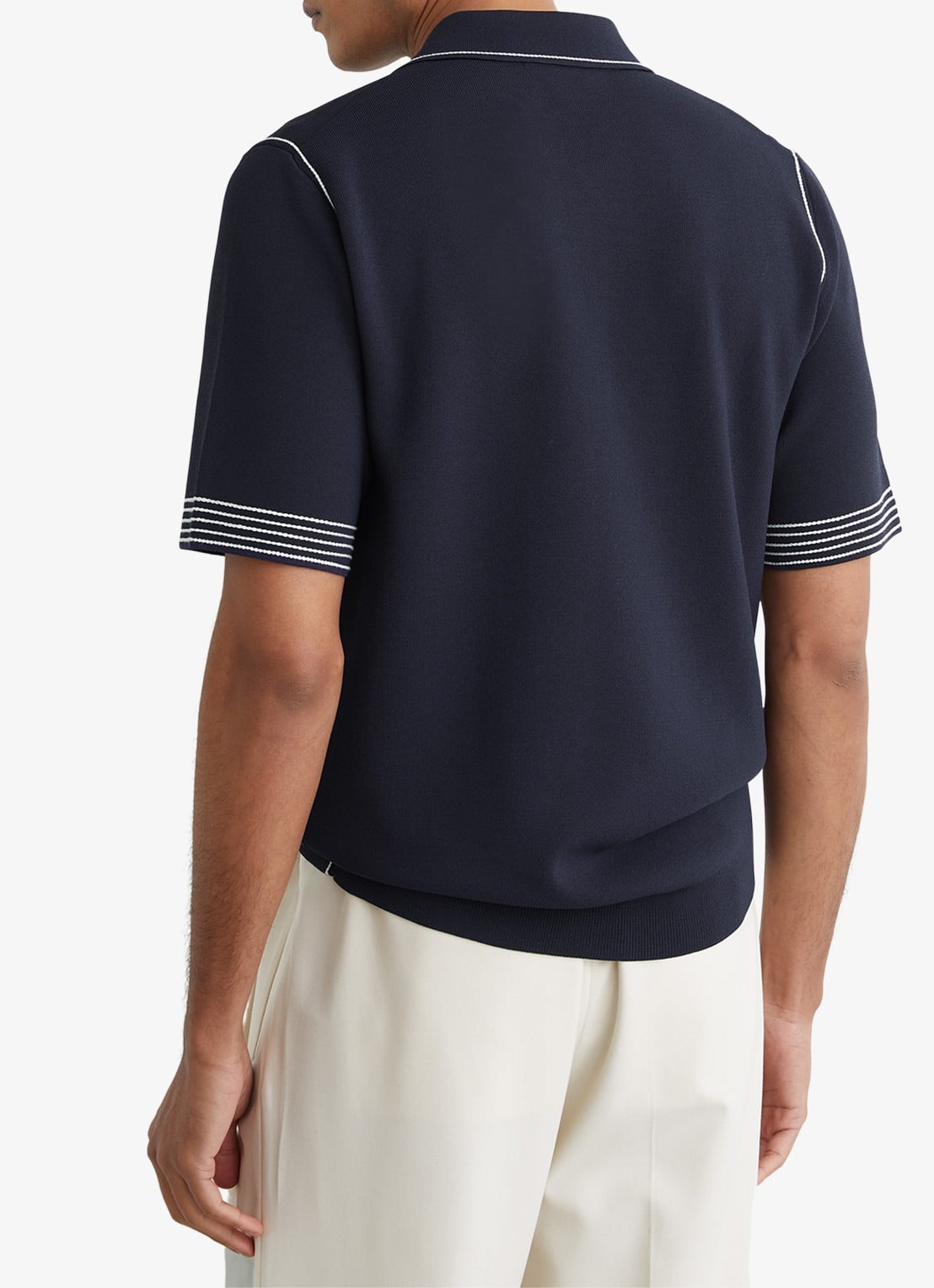 Reiss Mason polo met halve rits - achterkant 3 navy / blauw