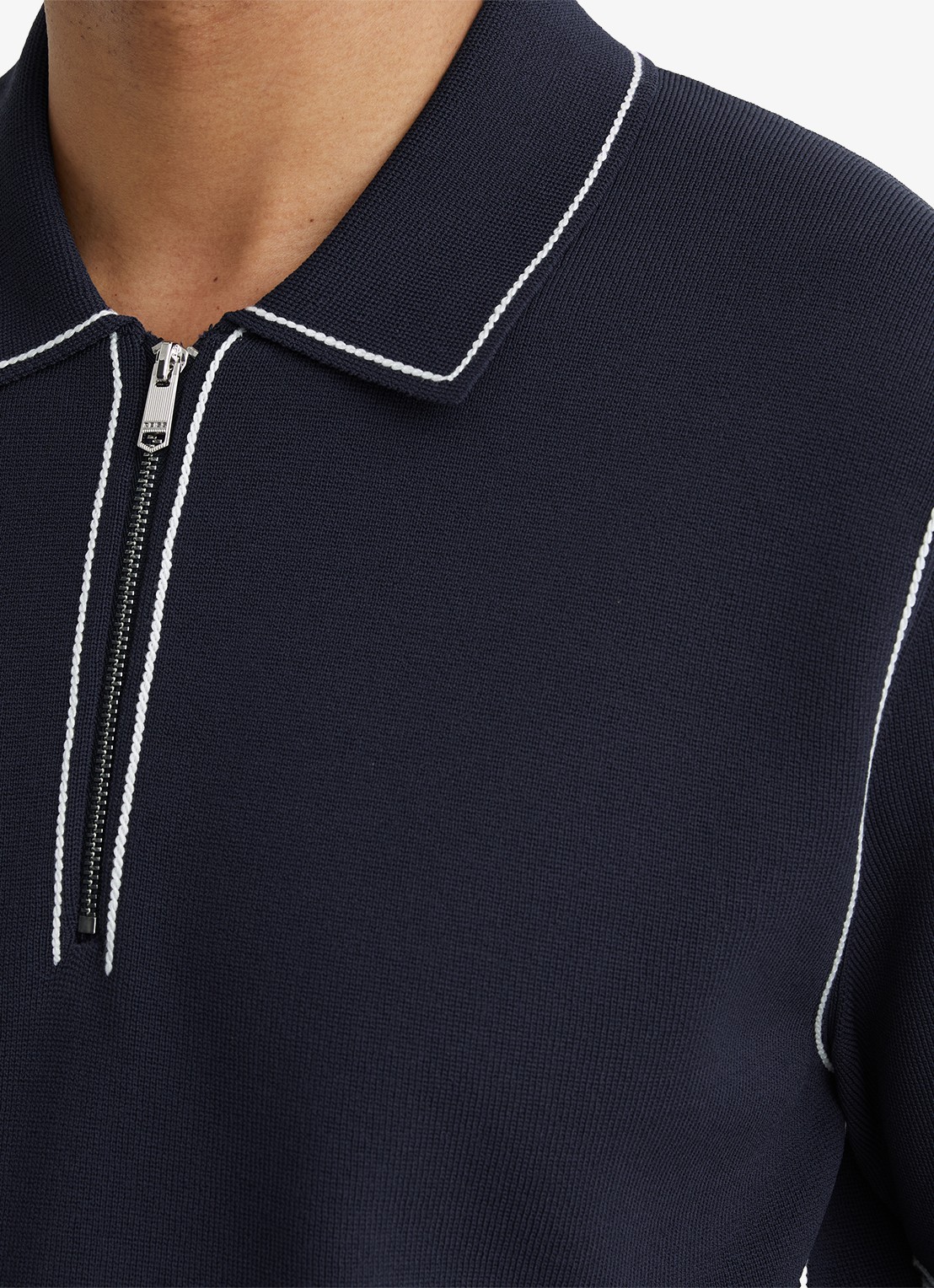 Reiss Mason polo met halve rits - detail 6 navy / blauw