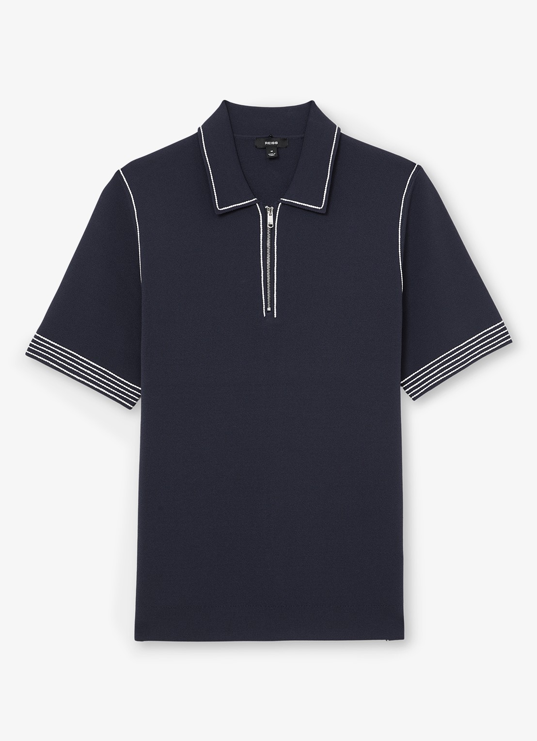 Reiss Mason polo met halve rits - voorkant navy / blauw