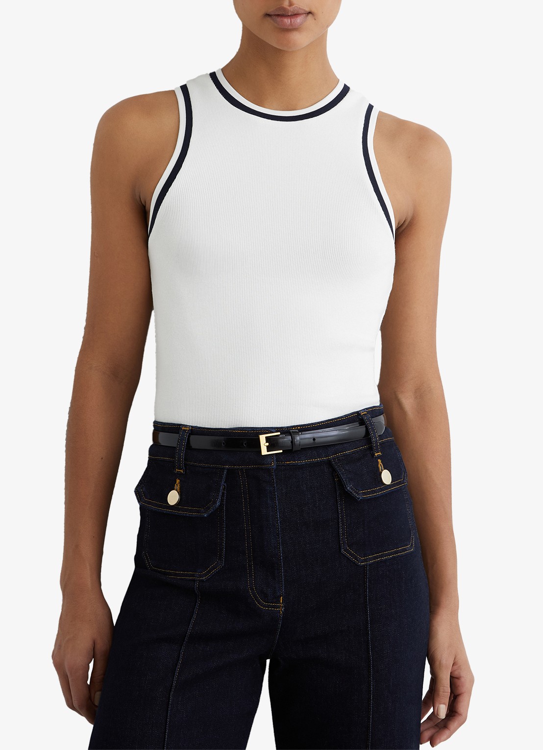 Reiss Matilda tanktop met ribstructuur - detail 3 wit