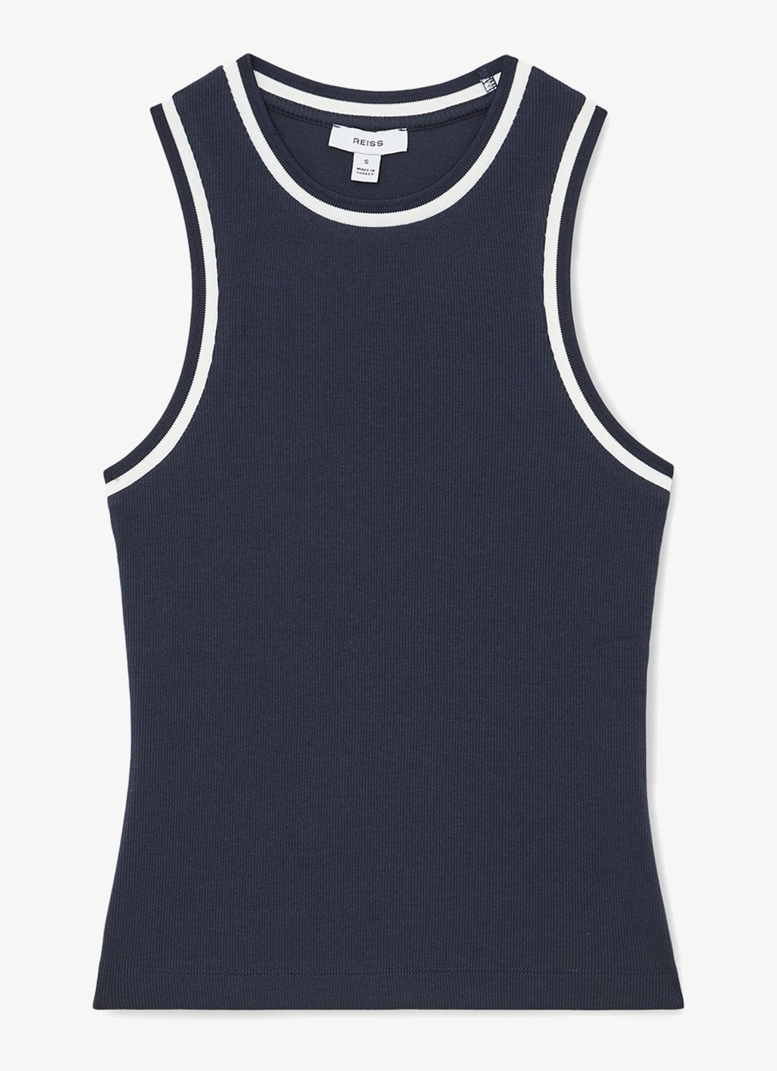 Reiss Matilda tanktop met ribstructuur - voorkant 5 donkerblauw