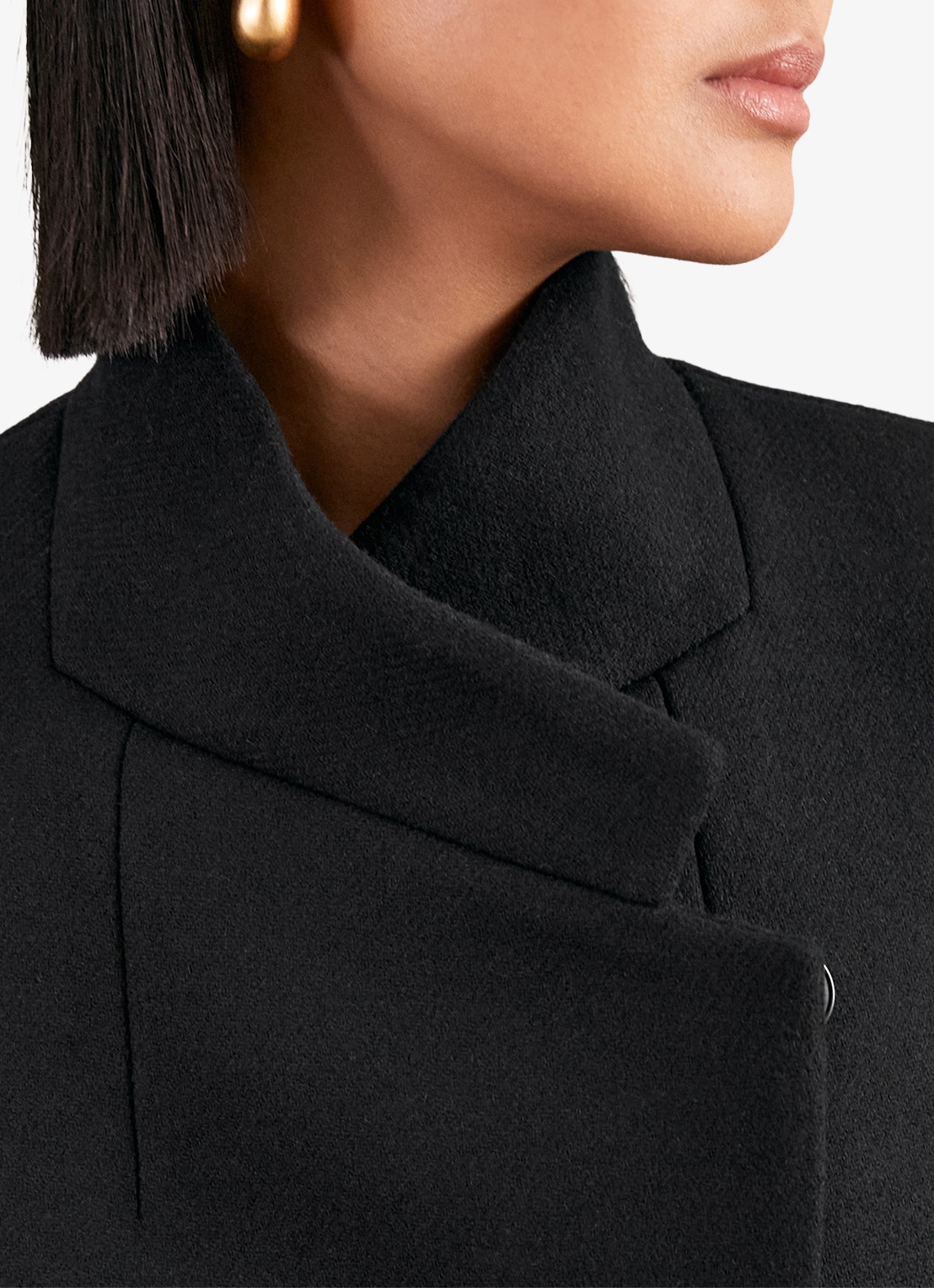 Reiss Max mantel in wolblend met opstaande kraag - detail 4 zwart