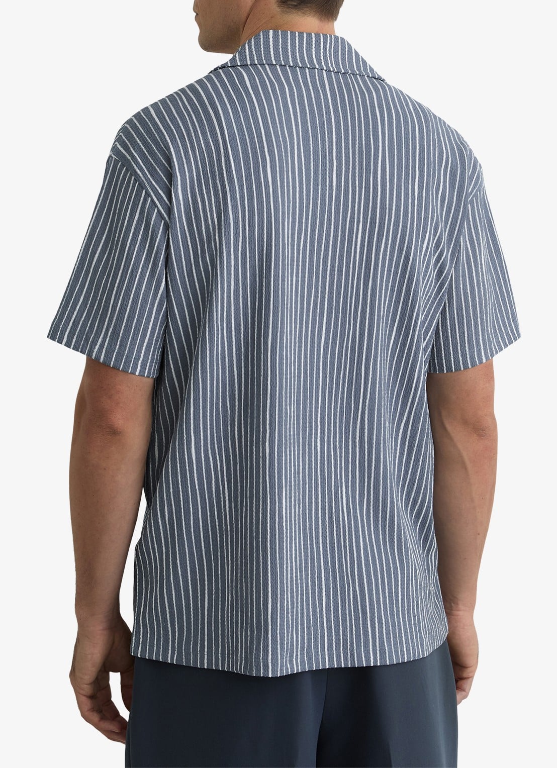 Reiss Max regular fit overhemd met streepprint - achterkant 7 airforce blue / blauw