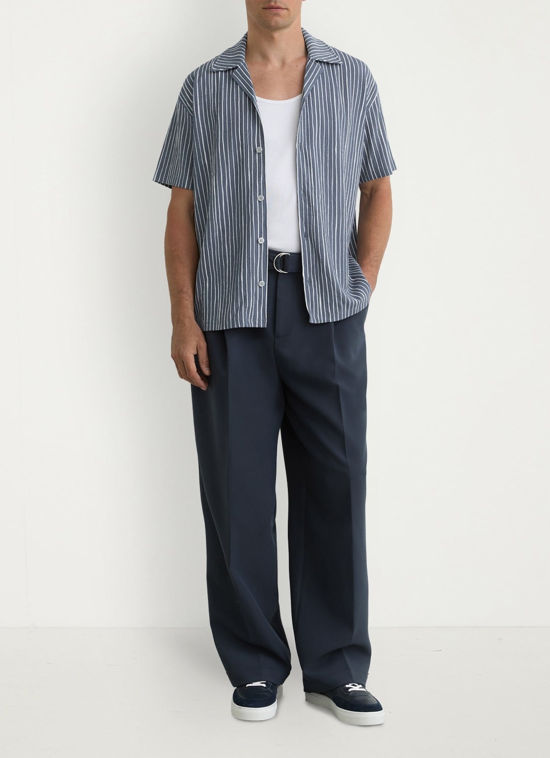 Reiss Max regular fit overhemd met streepprint - voorkant 6 airforce blue / blauw