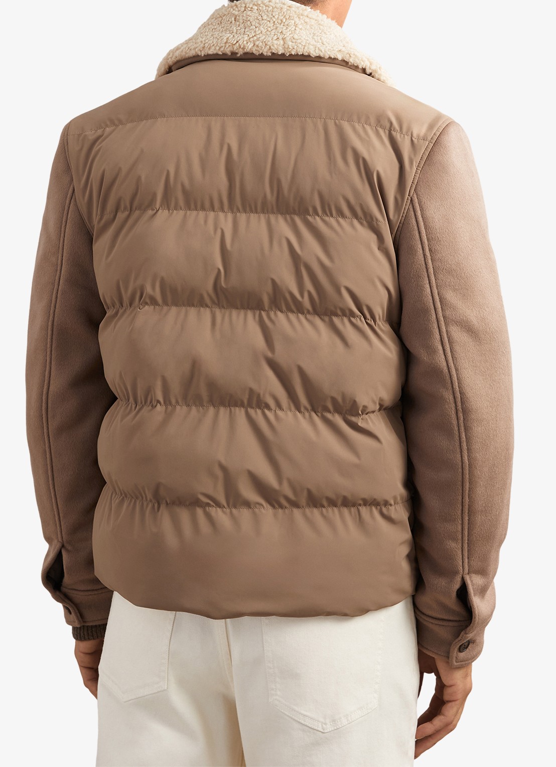 Reiss MAXIMUS Wool-Sleeve Quilted Puffer Jacket - achterkant 3 bruin