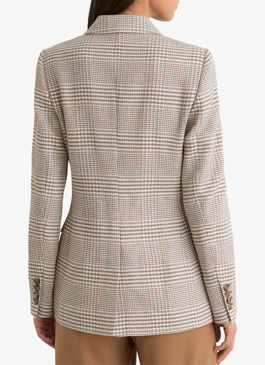 Reiss Maxwell double-breasted blazer met ruitdessin en klepzakken  - achterkant 5 beige