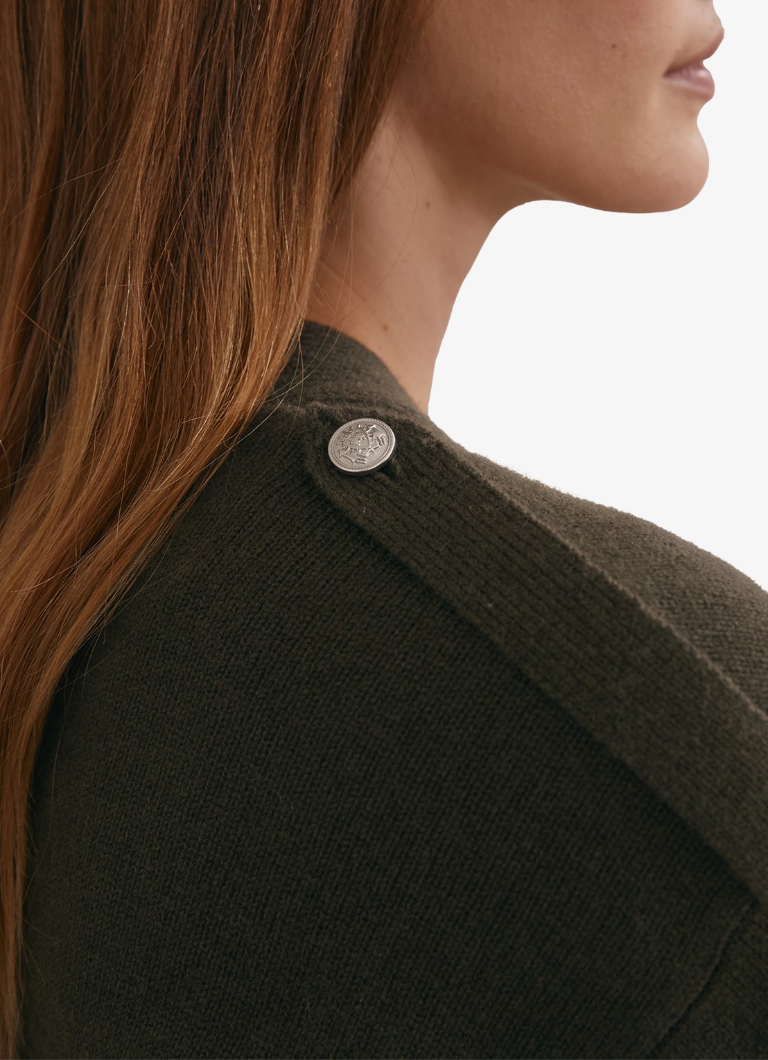 Reiss Maya fijngebreid vest in kasjmierblend met steekzakken - detail 4 bronsgroen