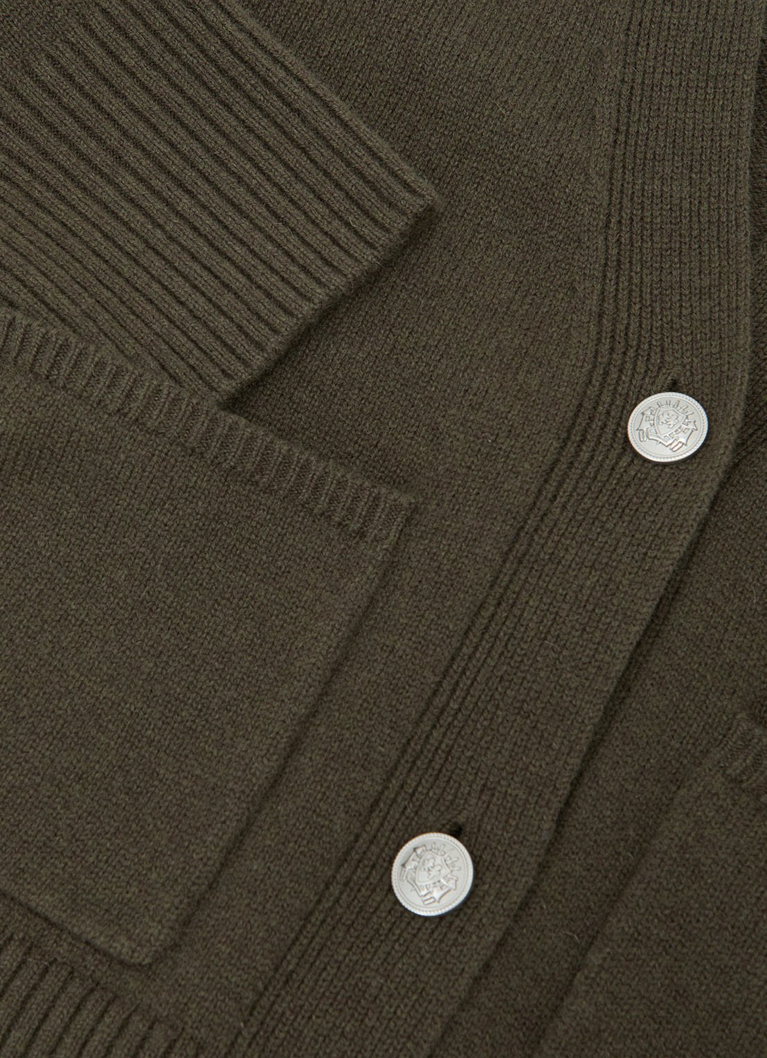 Reiss Maya fijngebreid vest in kasjmierblend met steekzakken - detail 5 bronsgroen