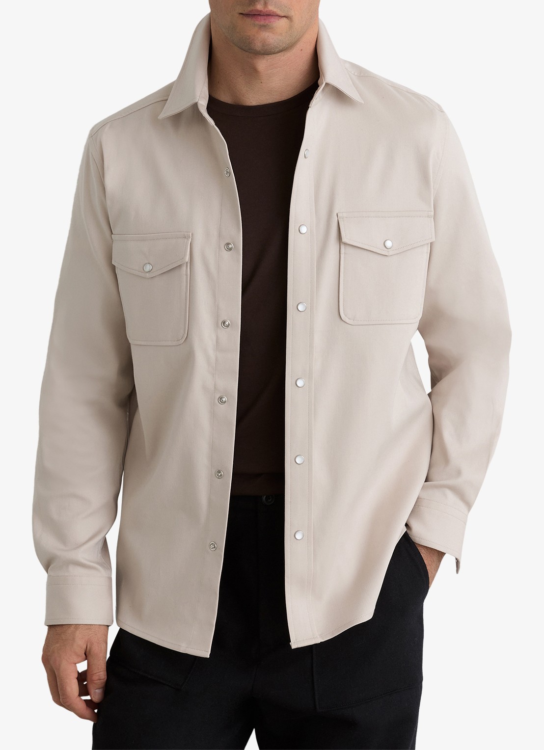 Reiss McRae overhemd met borstzakken - detail 4 beige