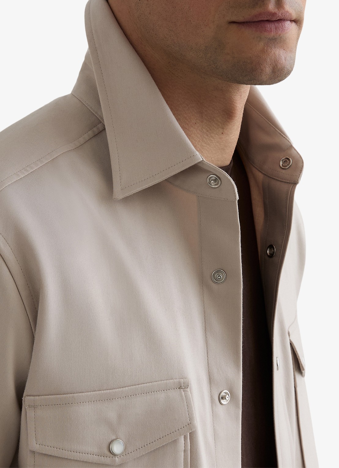Reiss McRae overhemd met borstzakken - detail 6 beige