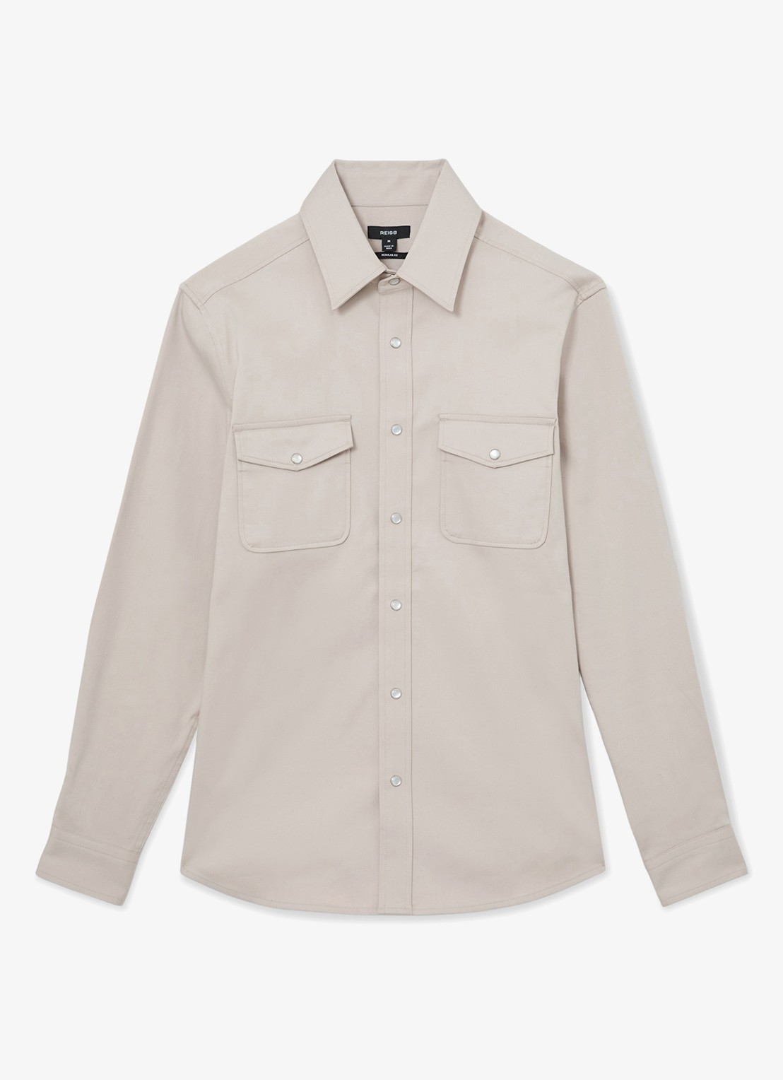 Reiss McRae overhemd met borstzakken - voorkant 2 beige