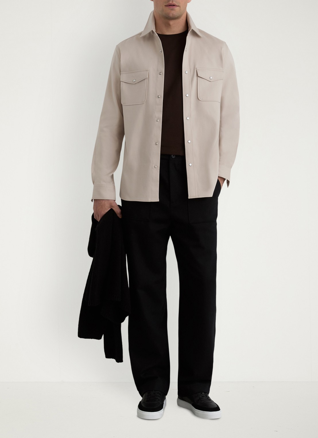 Reiss McRae overhemd met borstzakken - voorkant 3 beige