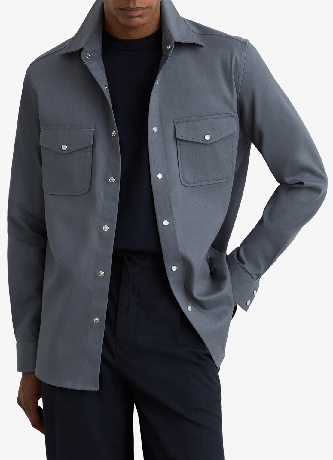 Reiss McRae overhemd met borstzakken - detail 4 donkerblauw