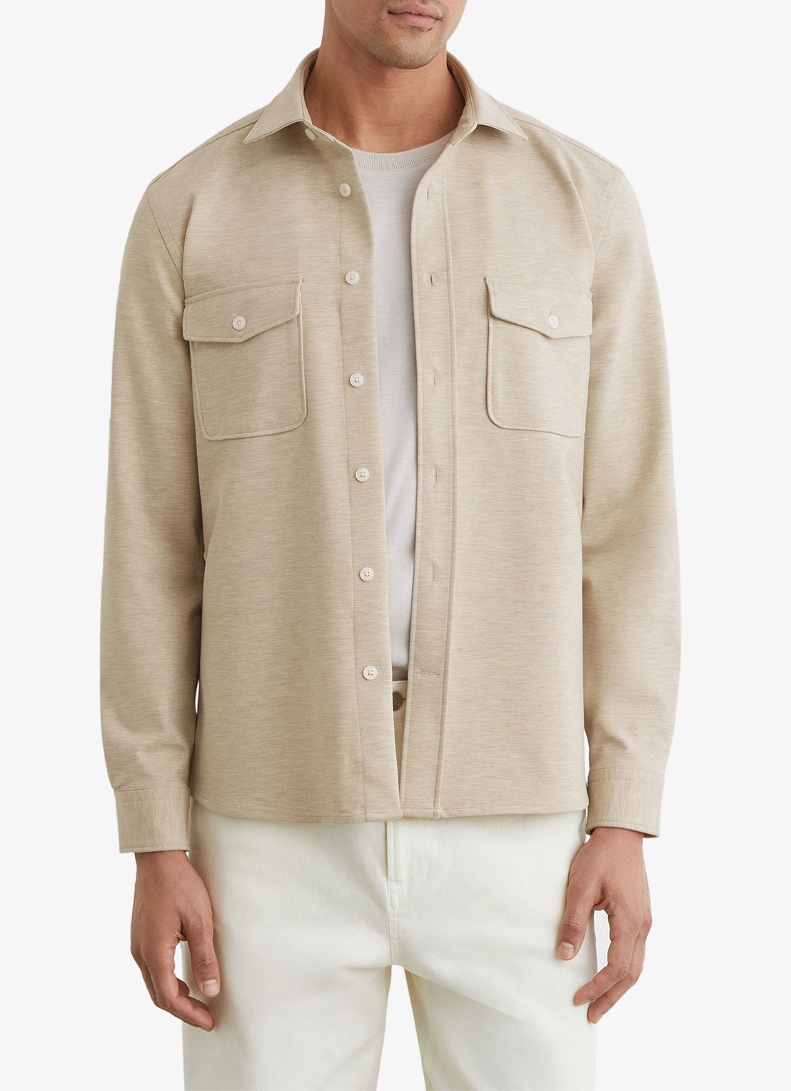 Reiss Mcshane overshirt met borstzakken - detail 3 beige