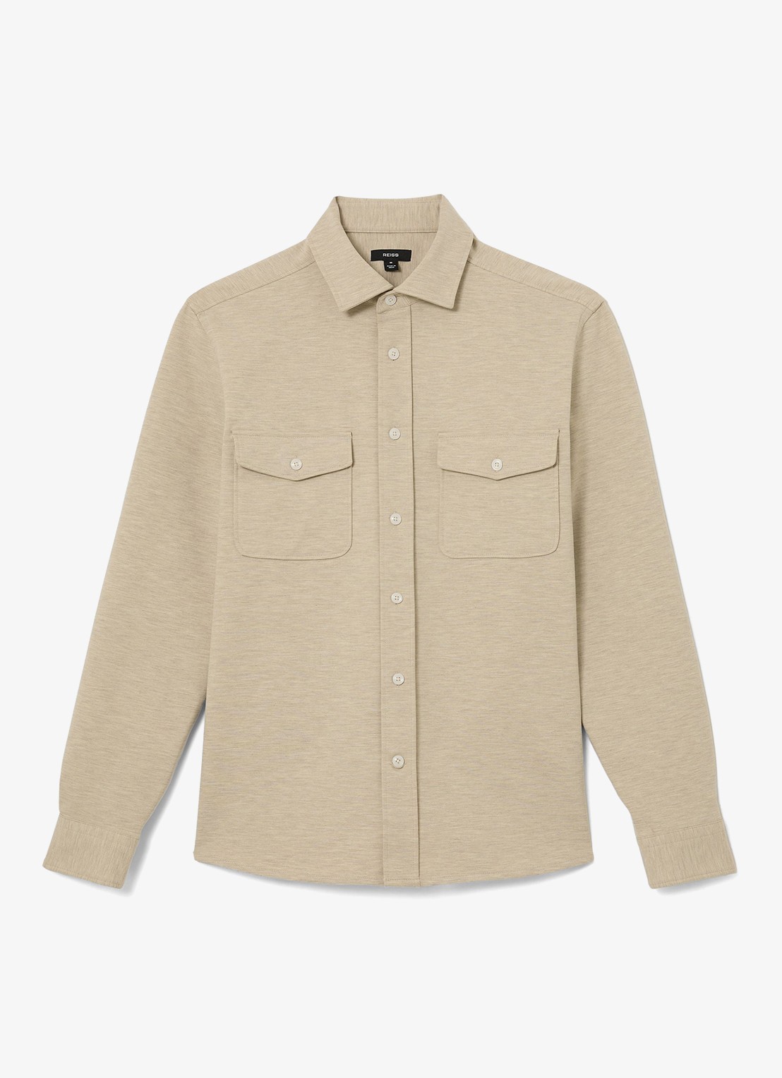 Reiss Mcshane overshirt met borstzakken - voorkant beige