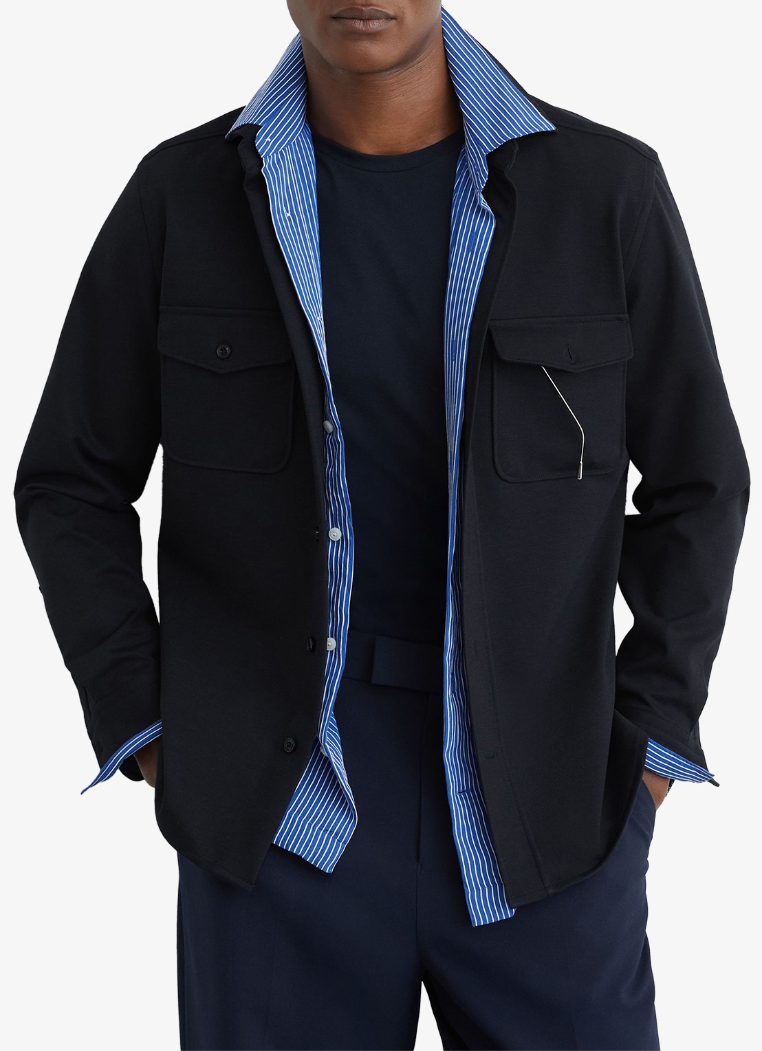 Reiss Mcshane overshirt met borstzakken - detail 2 donkerblauw