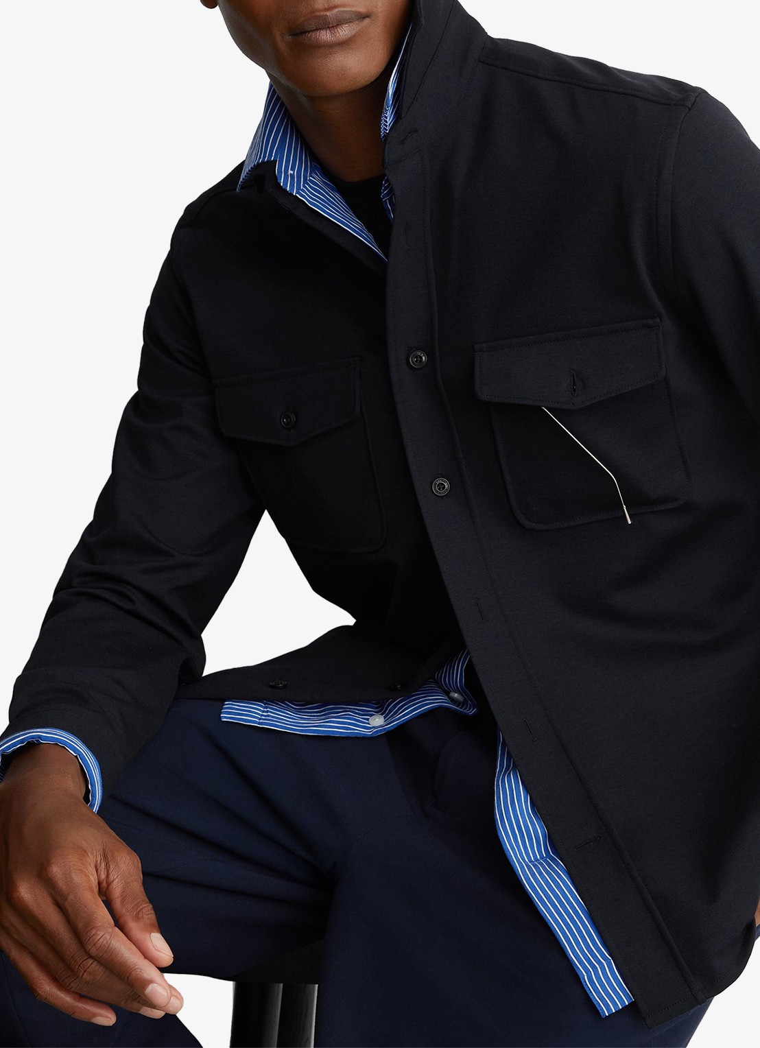 Reiss Mcshane overshirt met borstzakken - detail 3 donkerblauw