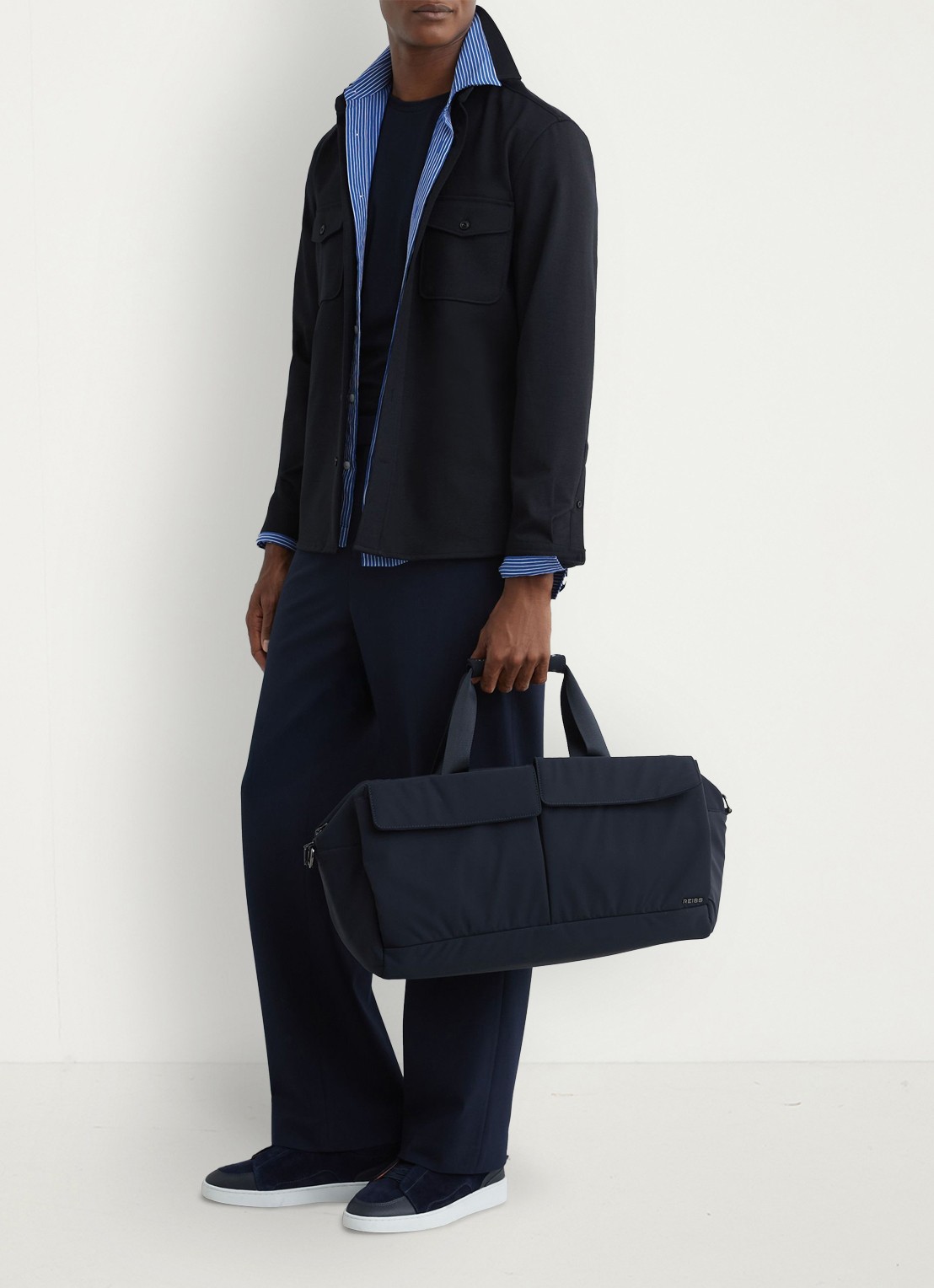 Reiss Mcshane overshirt met borstzakken - detail 4 donkerblauw