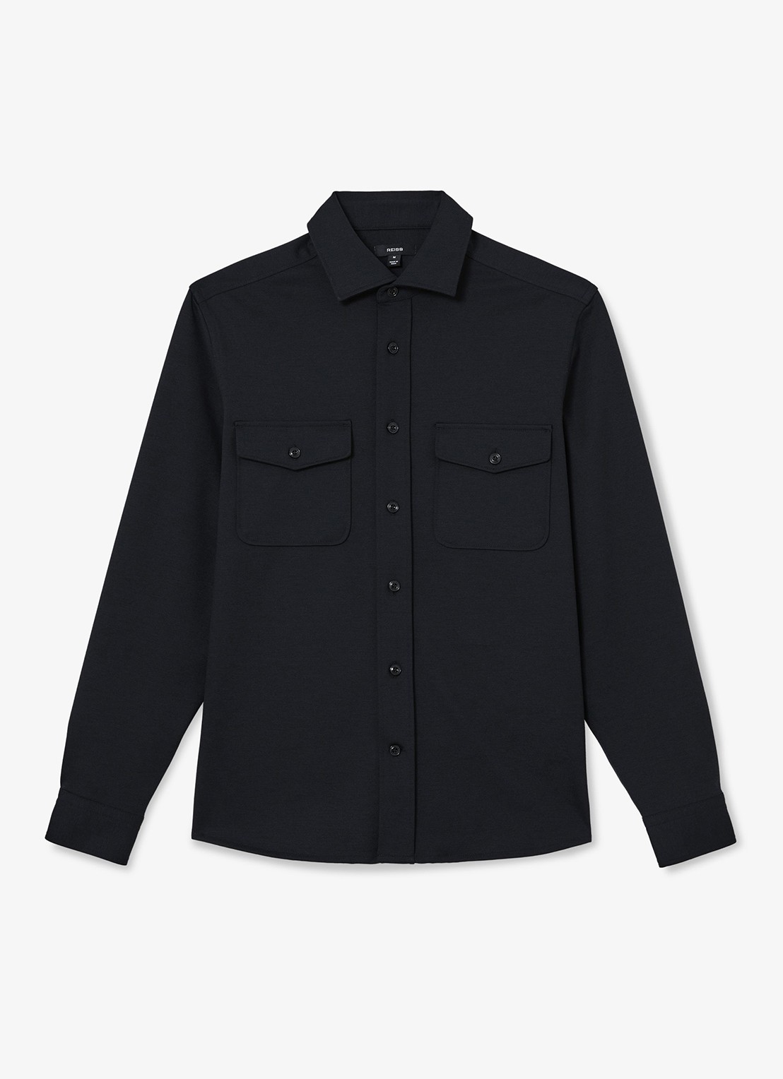 Reiss Mcshane overshirt met borstzakken - voorkant donkerblauw
