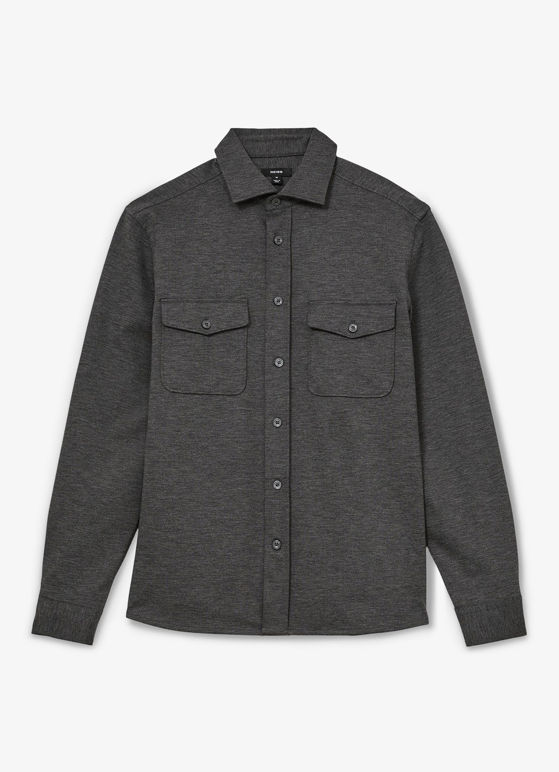 Reiss Mcshane overshirt met borstzakken - voorkant 5 grijsmele