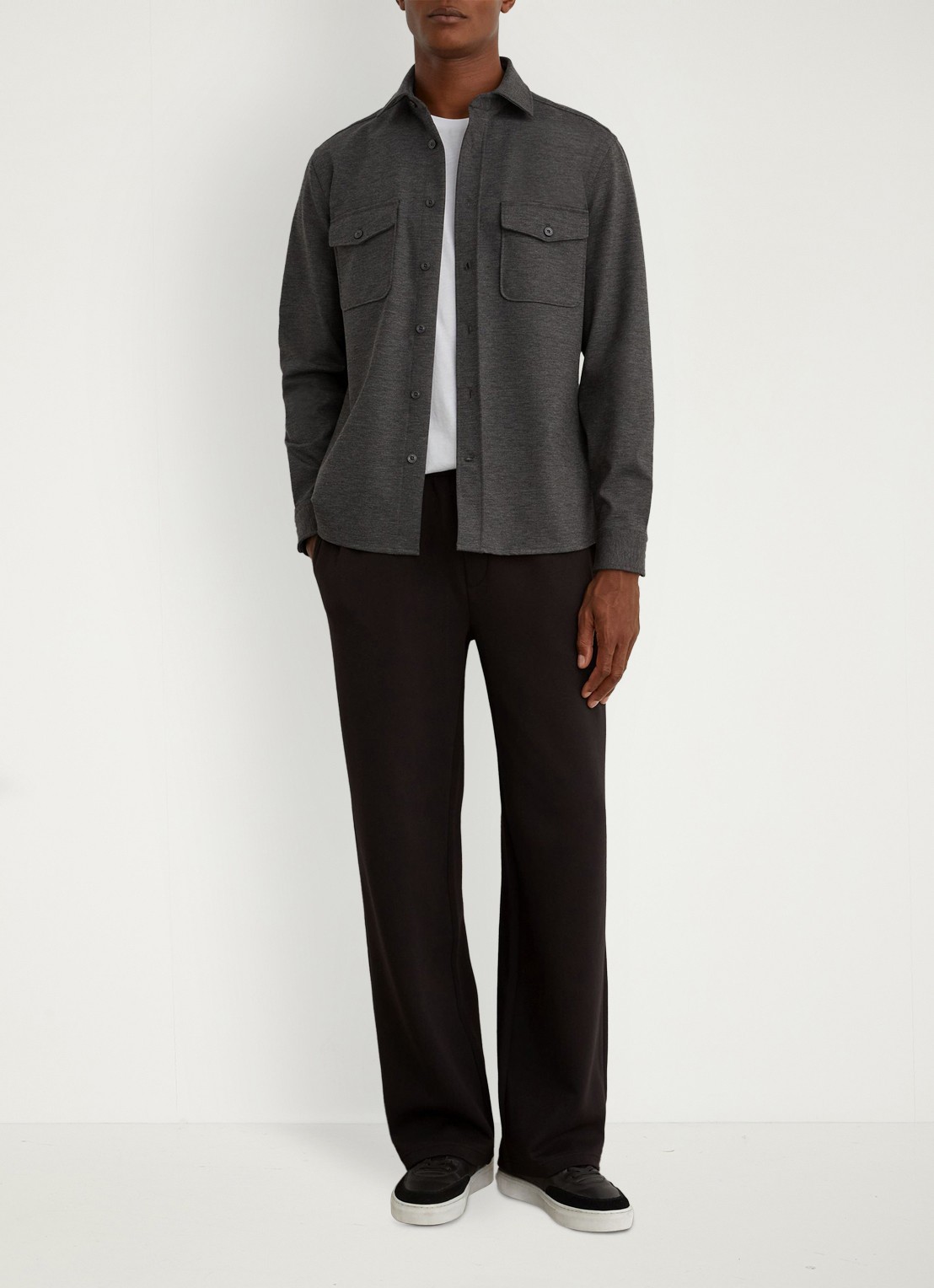 Reiss Mcshane overshirt met borstzakken - voorkant 6 grijsmele