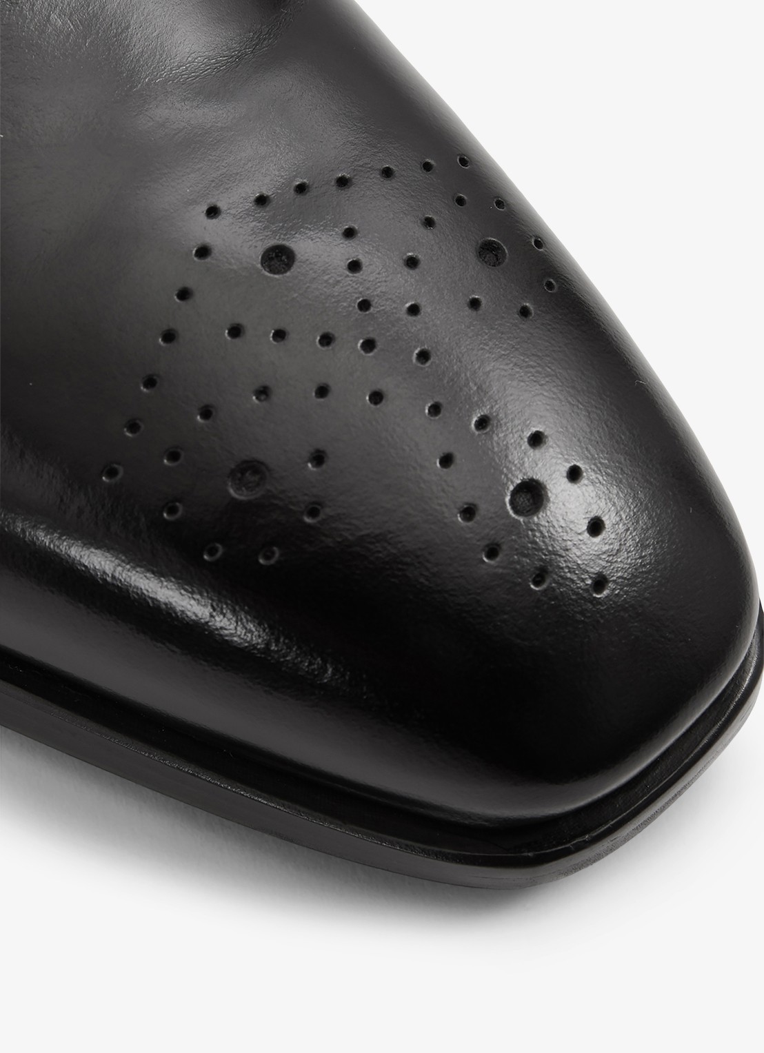Reiss Mead brogue van leer - detail 5 black / zwart