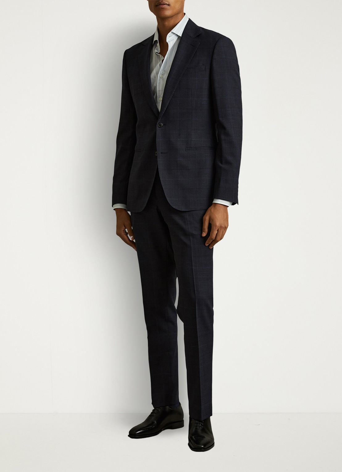 Reiss Mead brogue van leer - voorkant 2 black / zwart