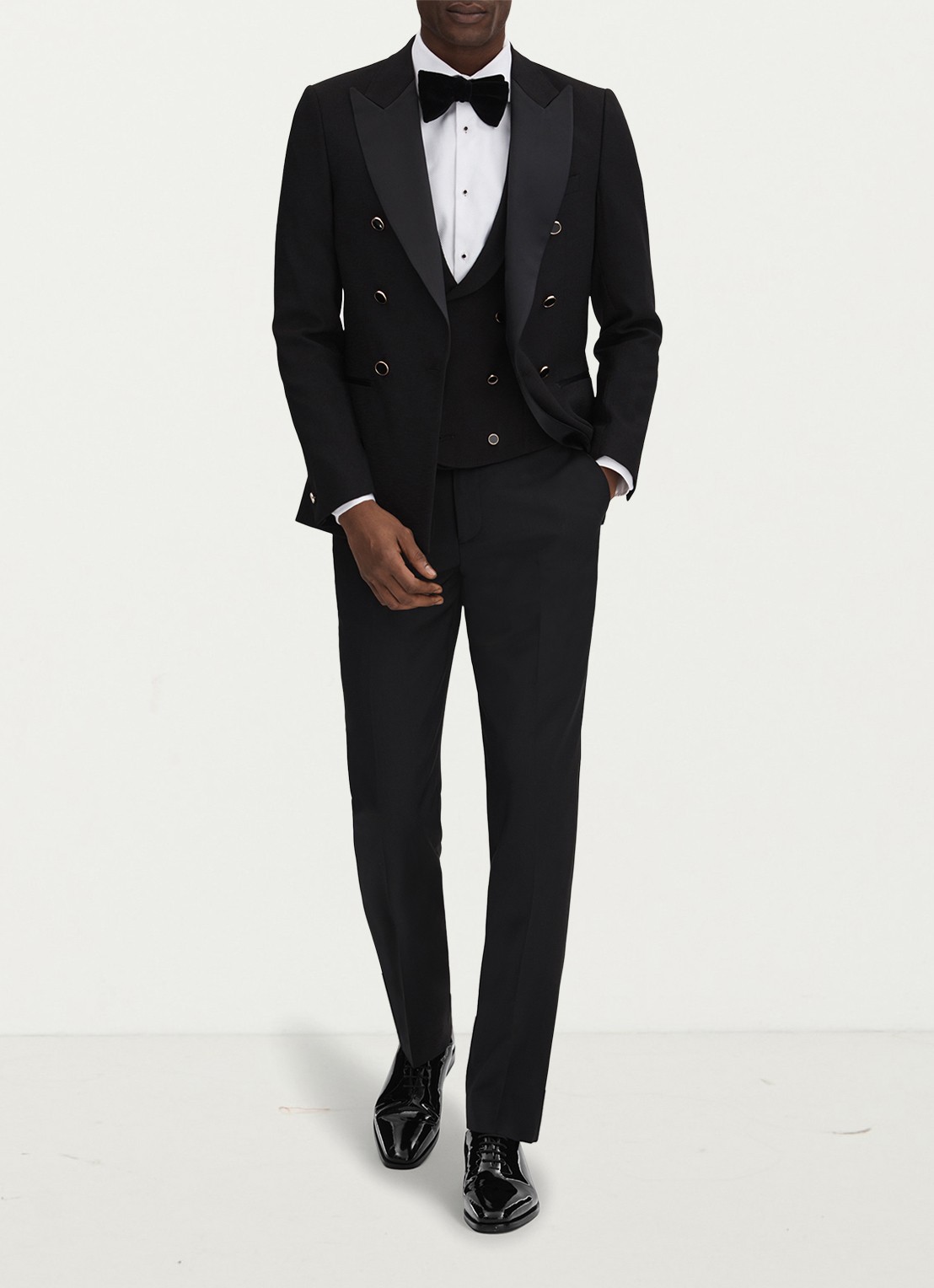 Reiss Mead veterschoen van lakleer - voorkant 2 black / zwart