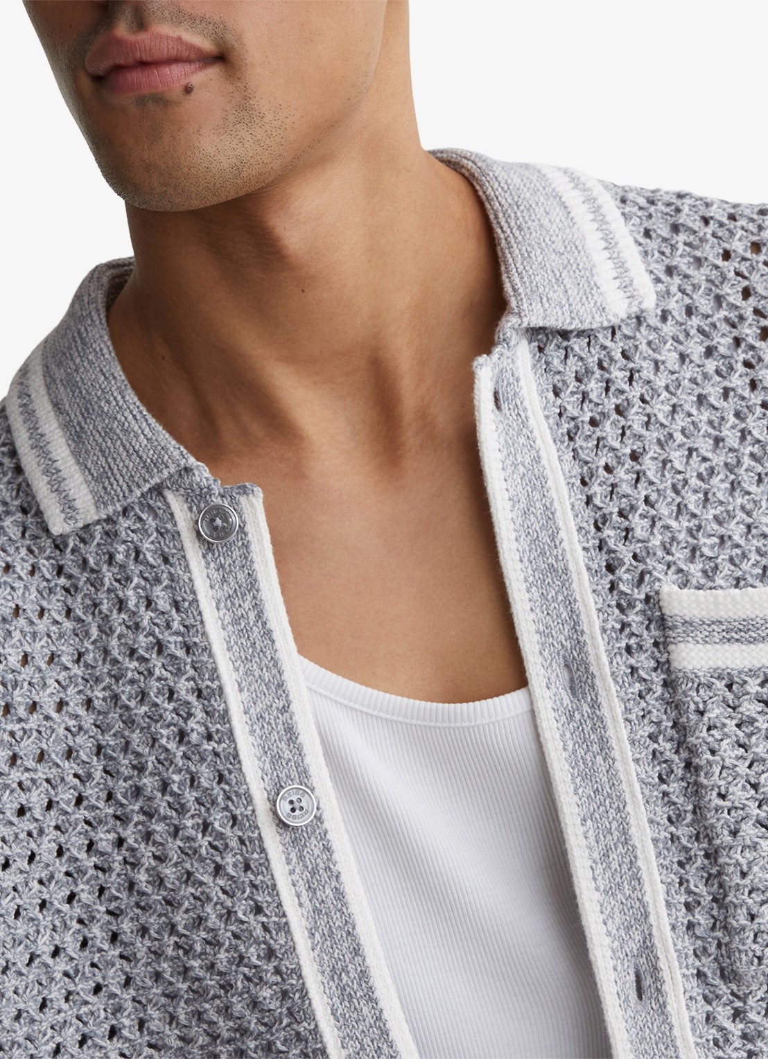 Reiss Meadows overhemd van chrochet - detail 6 blauwgrijs