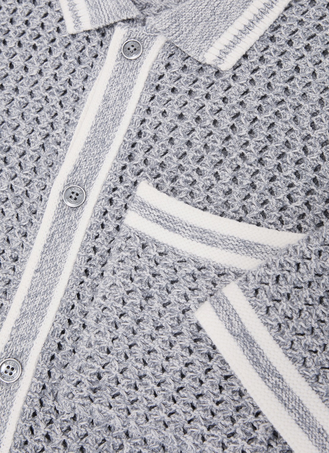Reiss Meadows overhemd van chrochet - detail 7 blauwgrijs