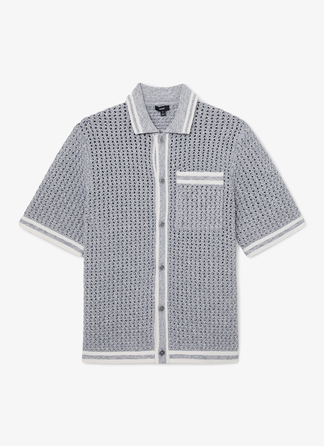 Reiss Meadows overhemd van chrochet - voorkant blauwgrijs