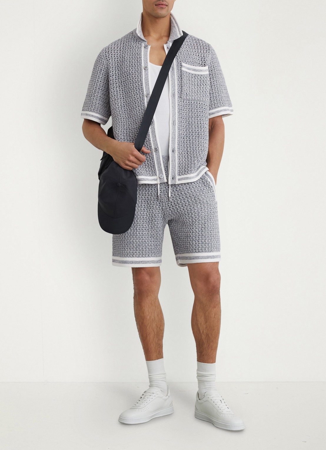 Reiss Meadows overhemd van chrochet - voorkant 2 blauwgrijs