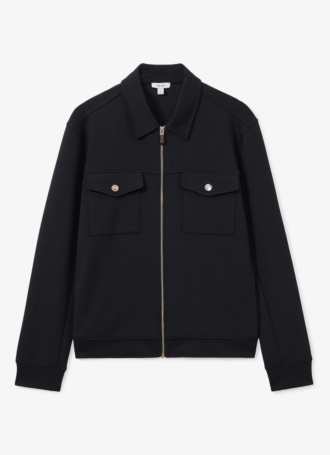Reiss Medina jack van jersey met borstzakken - voorkant 3 donkerblauw