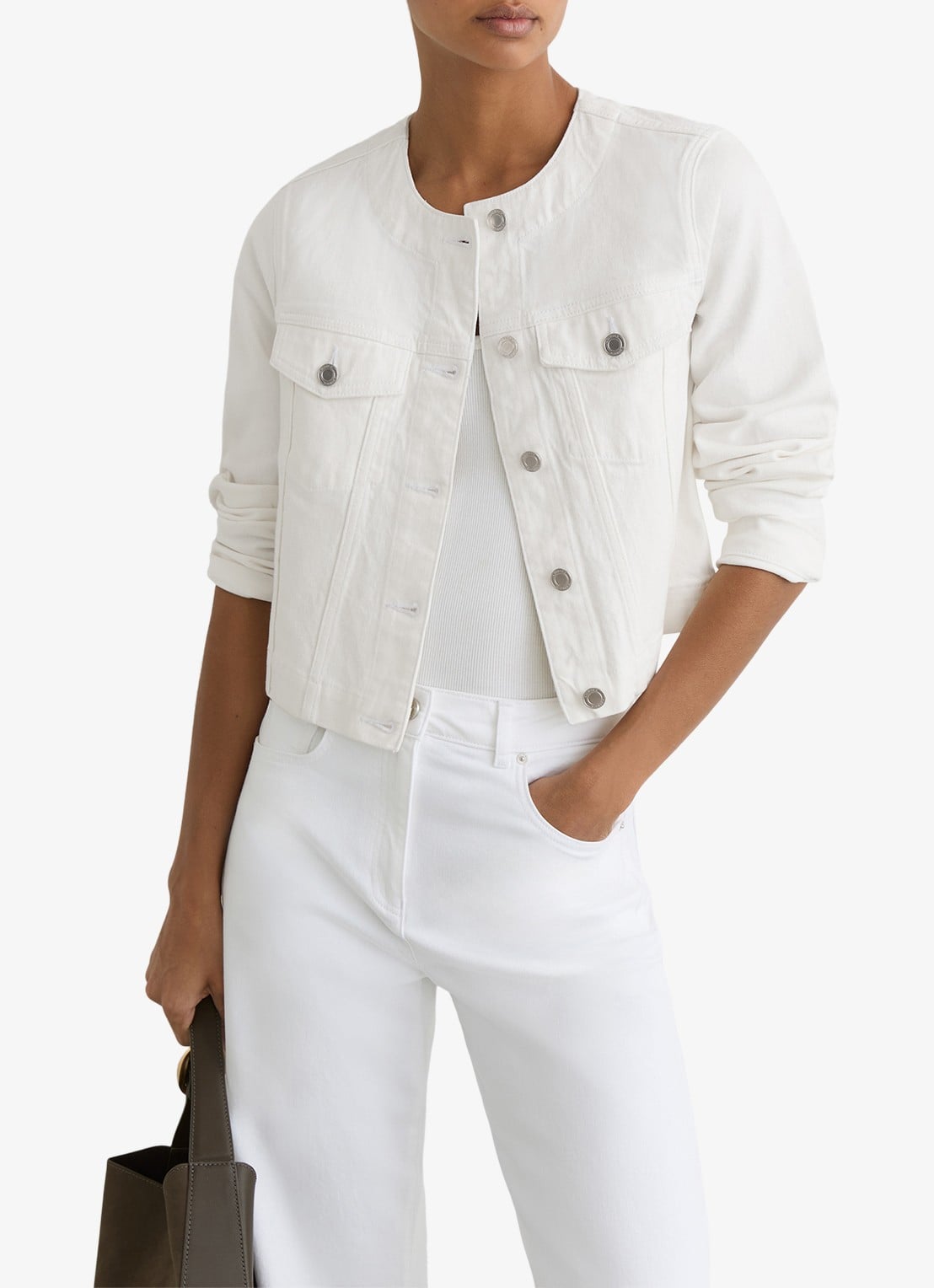 Reiss Medora jack van denim met borstzakken - detail 2 wit