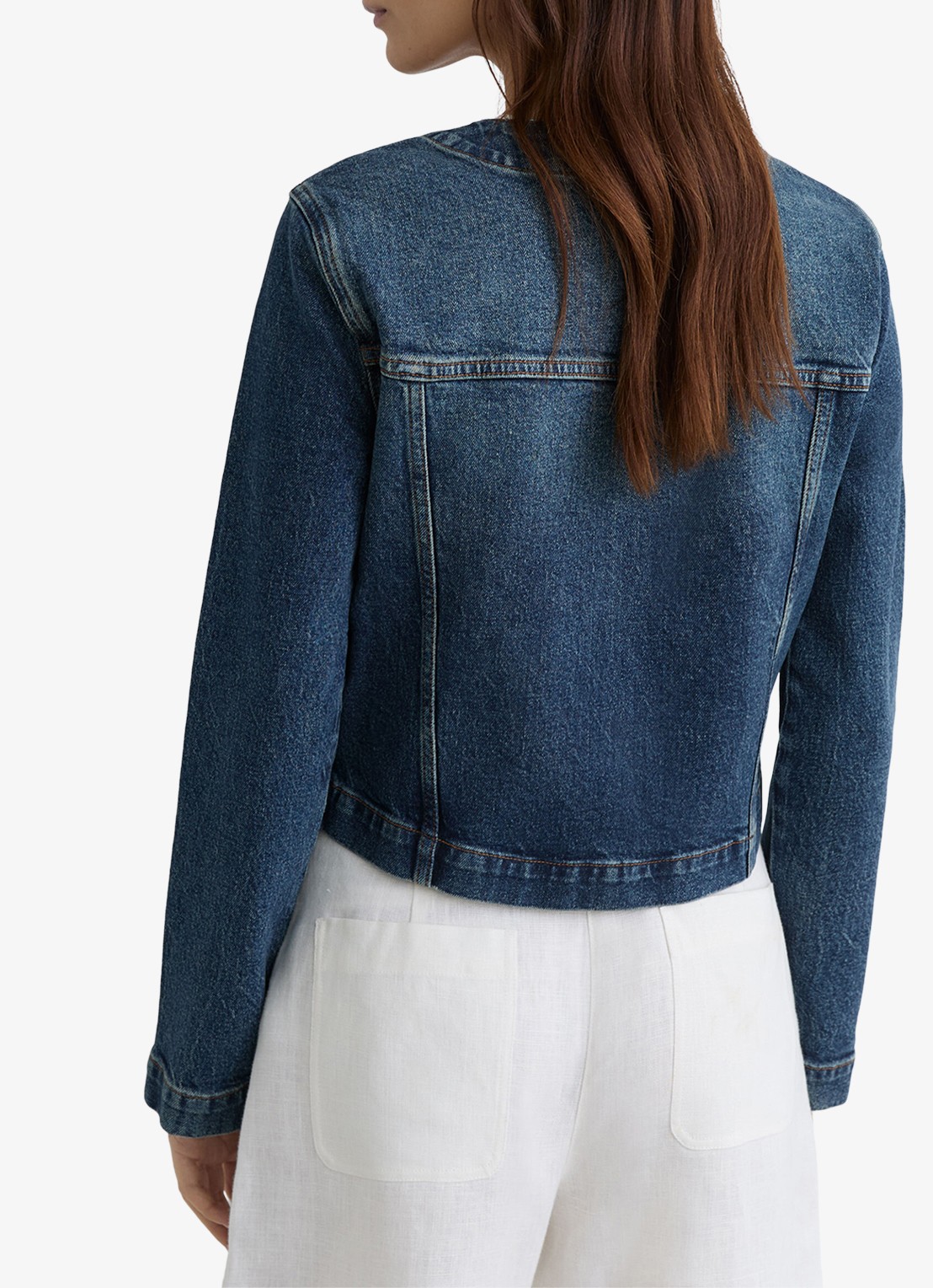 Reiss Medora spijkerjas met borstzakken - achterkant indigo