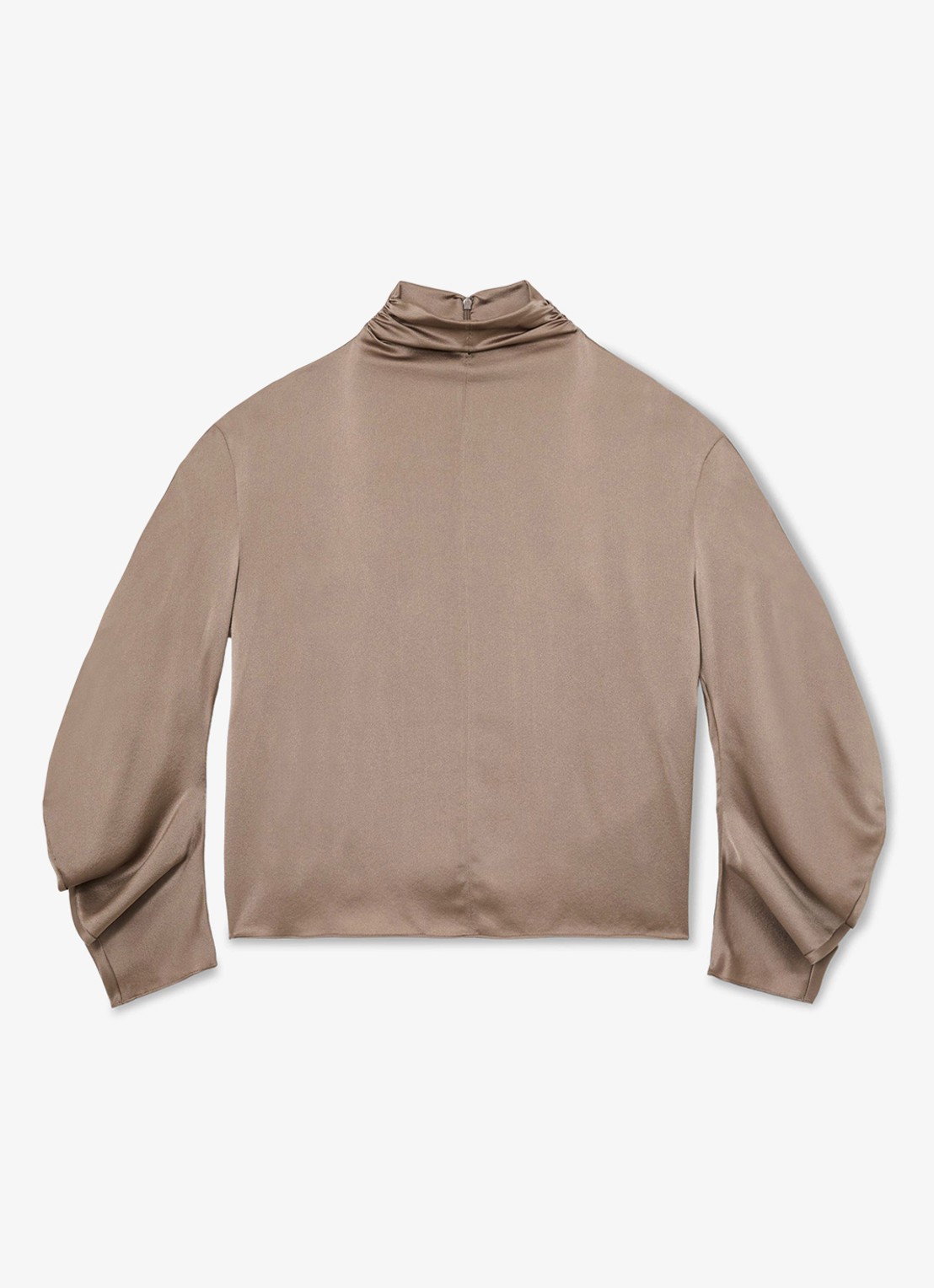 Reiss Meena top van zijde met col - voorkant 6 donkerbeige