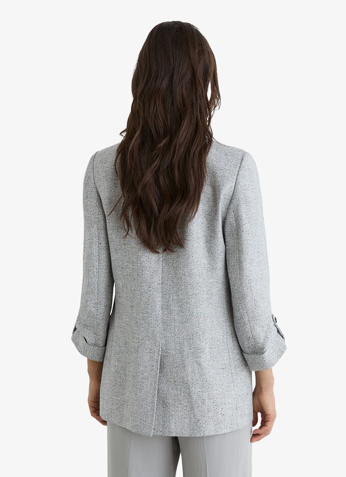 Reiss Meryl Double-breasted in linnenblend met klepzakken - achterkant 7 blauwgrijs