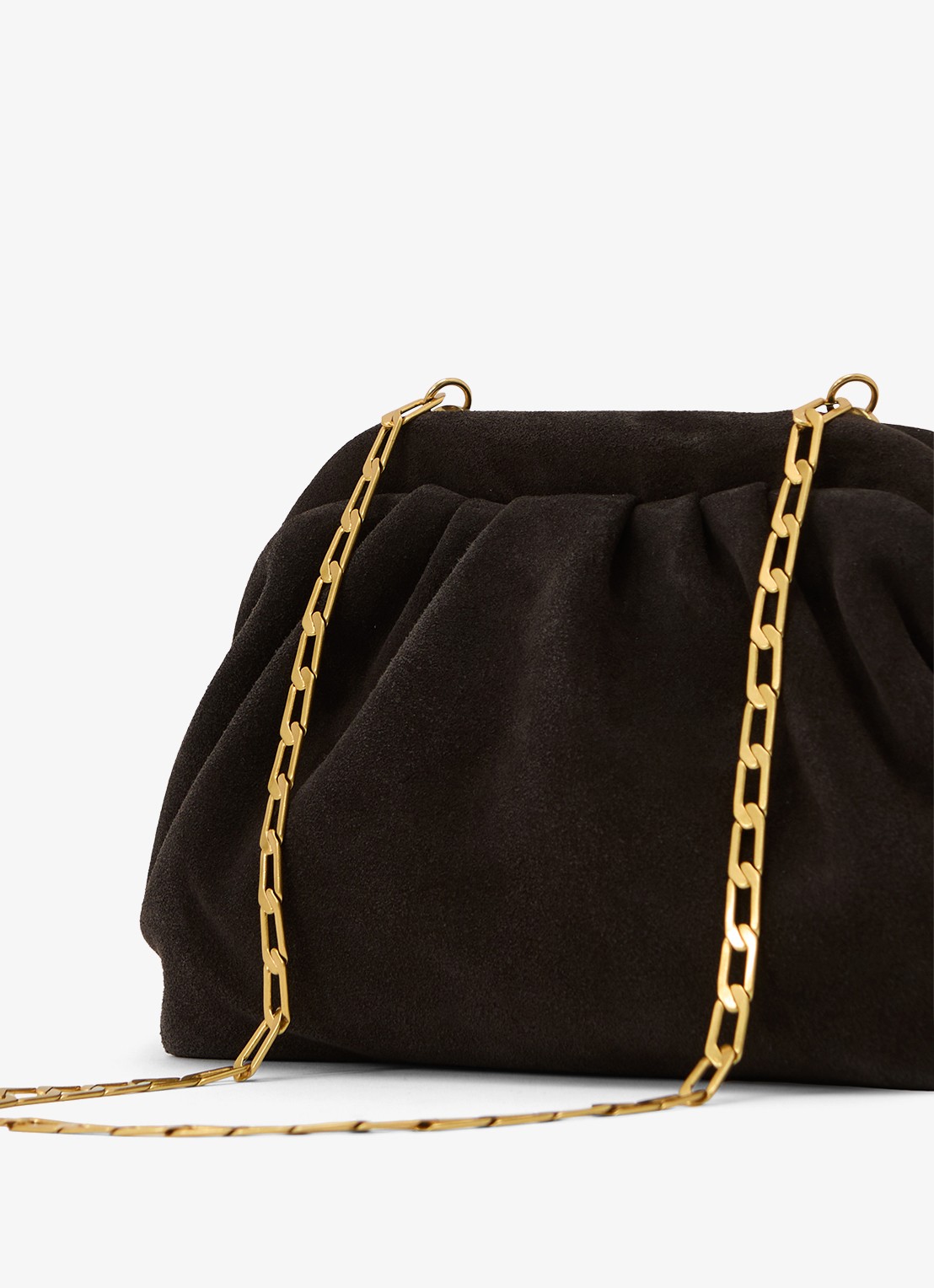 Reiss Mia clutch van suède met afneembare schouderriem - detail 5 bruin