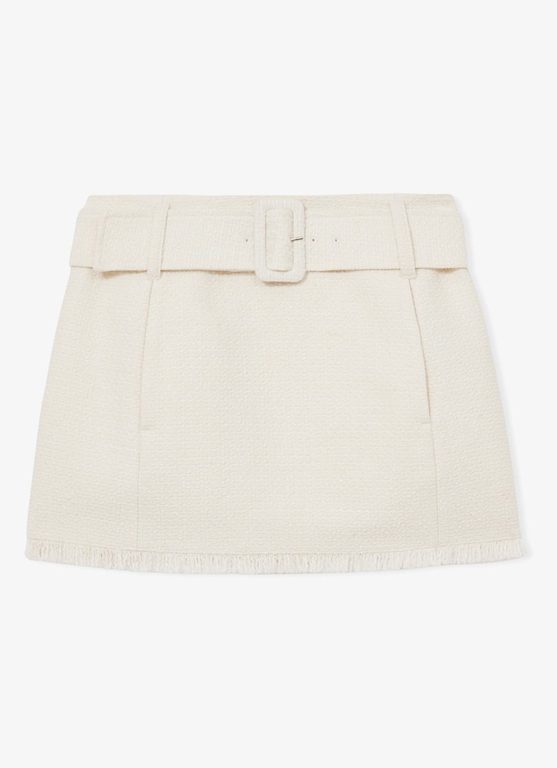 Reiss Mia minirok met bouclé dessin - voorkant creme