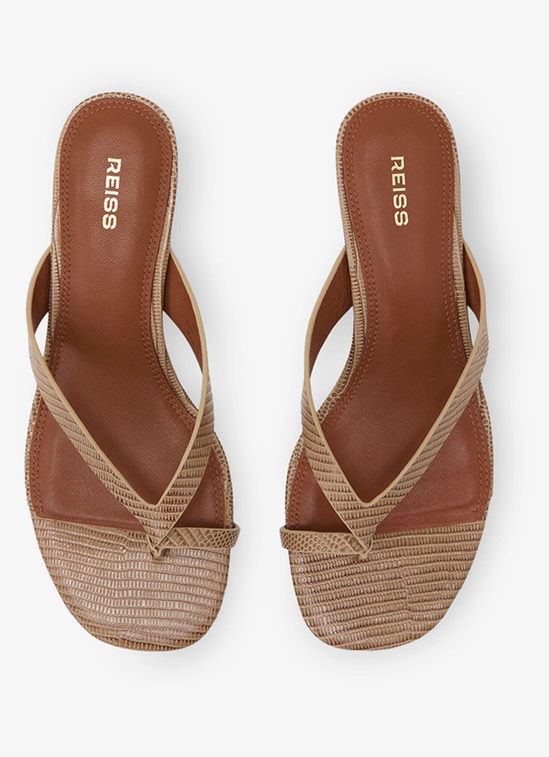 Reiss Mia sandalette van leer  - detail beige